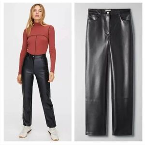 Wilfred Aritzia Melina High Rise Faux Leather Straight Pants Black Women's 00